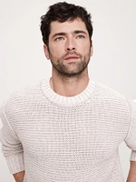 Cotton-Linen Blend Crew-Neck Sweater