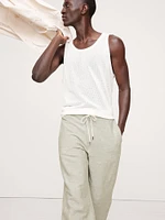 Relaxed Linen-Cotton Pull-On Beach Pant