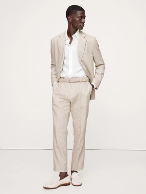 Herringbone Cotton-Linen Slim Suit Pant