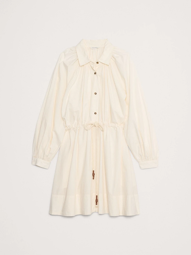 Cotton Poplin Mini Shirtdress