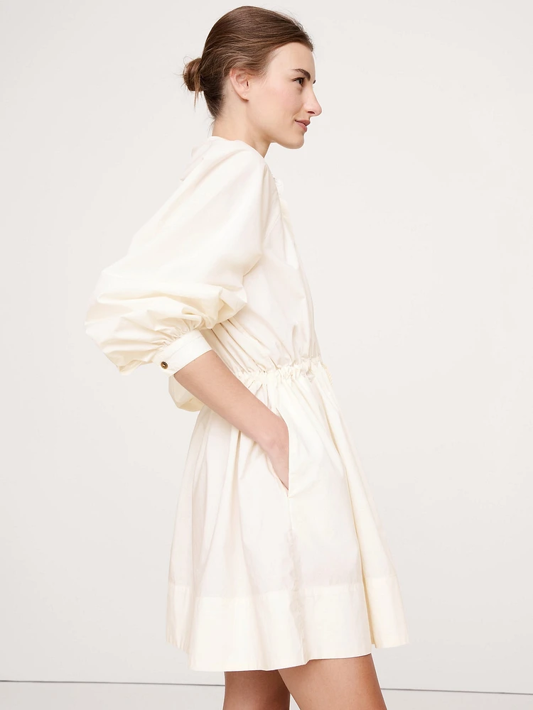 Cotton Poplin Mini Shirtdress