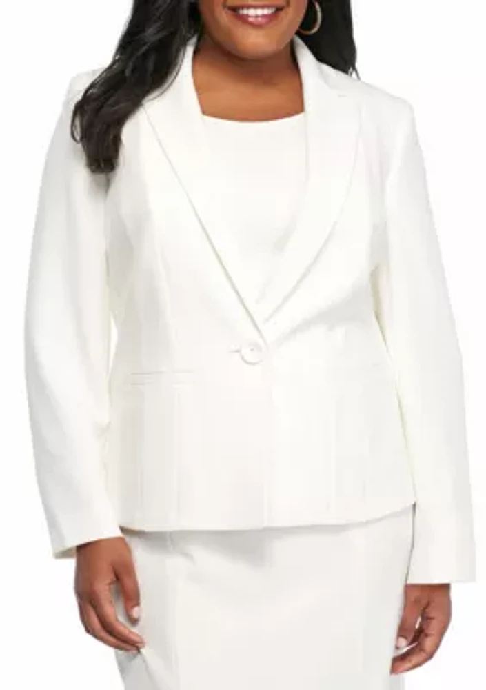 Plus Stretch Crepe One Button Jacket