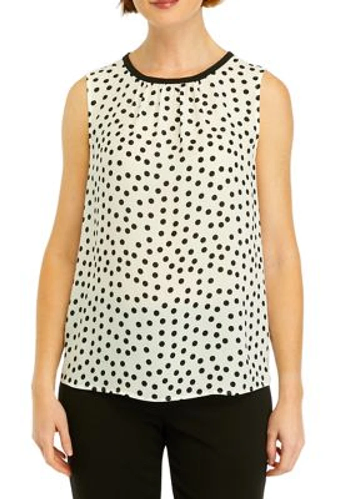 Petite Sleeveless Shirred Front Blouse