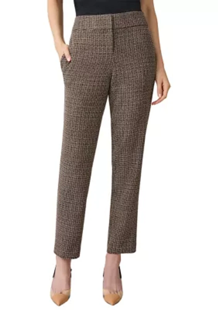 Petite Tweed Fly Front Slim Pants