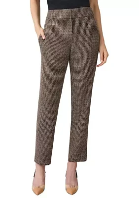 Petite Tweed Fly Front Slim Pants