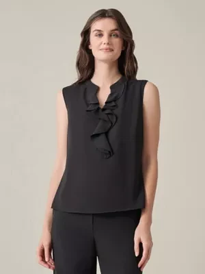Women's Sleeveless Ruffle Neck Blouse