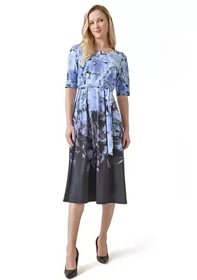 Petite Printed Fit and Flare Dress