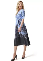 Petite Printed Fit and Flare Dress