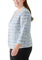 Plus Open Front 3/4 Sleeve Jacket