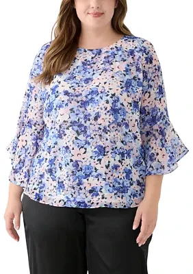 Plus Ruffle Sleeve Blouse