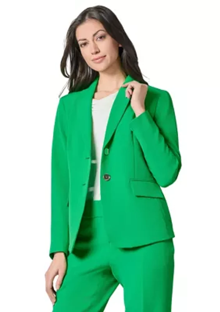 Women's Stretch Crepe Notch Collar 2-Button Jacket =