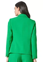 Women's Stretch Crepe Notch Collar 2-Button Jacket =