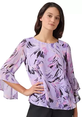 Women's 3/4 Bell Sleeve Floral Blouse