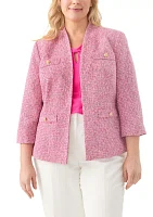 Plus Tweed Collarless Jacket