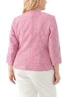 Plus Tweed Collarless Jacket