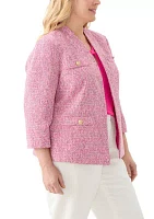 Plus Tweed Collarless Jacket