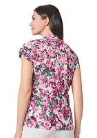 Petite Multi Printed V-Neck Knit Top