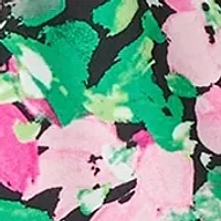 Women's Floral Printed Cap Sleeve Keyhole Neck Knit Top