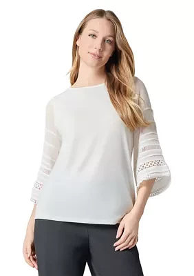 Petite Pleated Bell Sleeve Knit Top