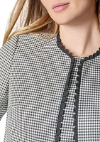 Petite Gingham Short Sleeve Jacket with Scallop Trim