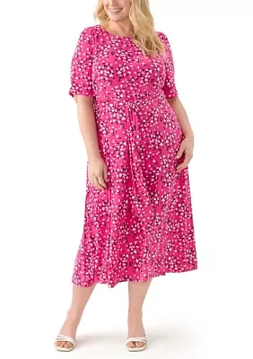 Plus Floral Print Fit and Flare Dress