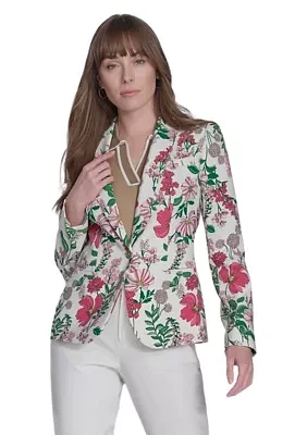 Women's Floral One Button Blazer