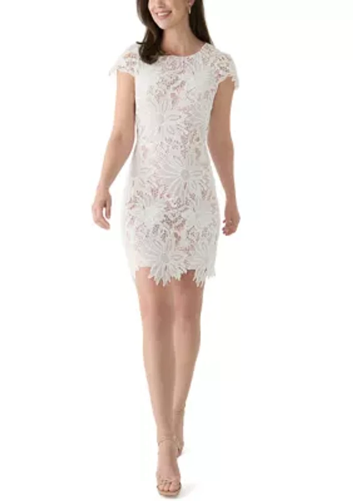 Women's Solid Lace Sheath Dress