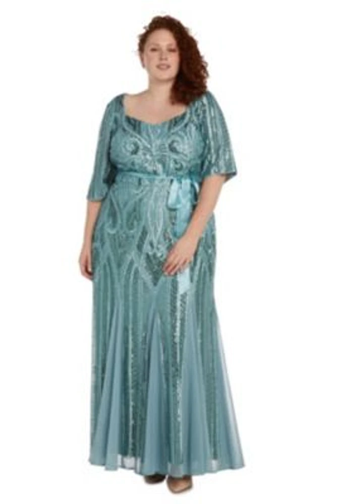 1Pc Sweetheart Neckline Emb Sequin Panel Godet Dress
