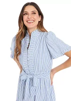 Women's Ruffle Neck Tiered Maxi Dress with Sash