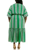 Plus Elbow Dolman Sleeve Ruffle Hem Dress