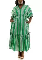 Plus Elbow Dolman Sleeve Ruffle Hem Dress