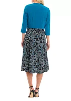 Women's Printed Dress with Solid Jacket