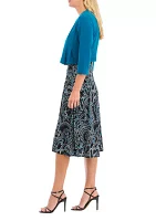 Women's Printed Dress with Solid Jacket