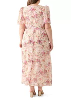 Plus Flutter Sleeve Maxi Dress