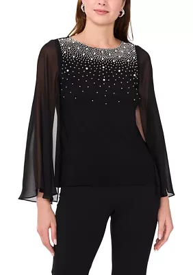 Women's Pearl Embellished Solid Top