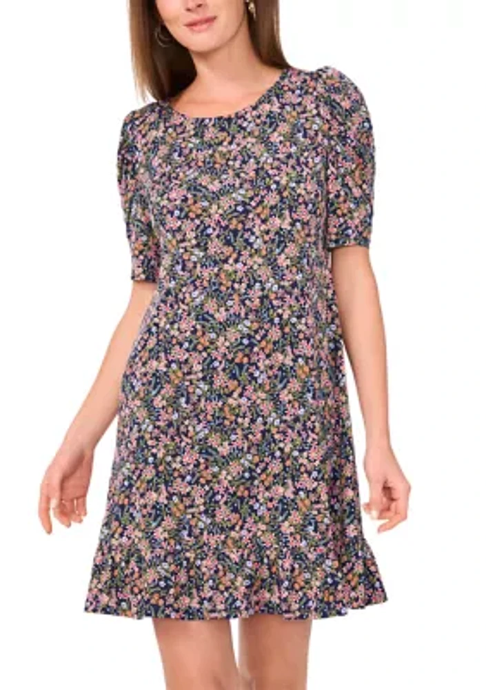 Women's Short Sleeve A-Line Mini Dress