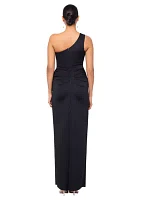 Women's Long Scuba One Shoulder Ruffle Slim Gown