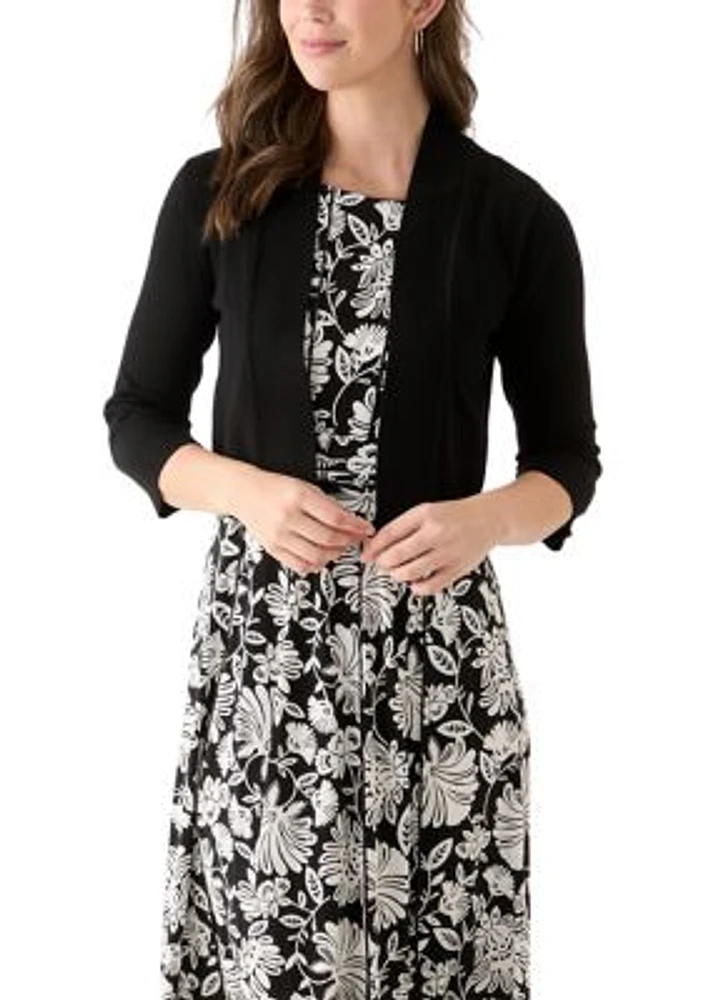 Women's 3/4 Sleeve Solid Shrug