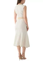 Women's Solid Belted A-Line Dress