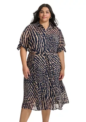 Women's Short Sleeve Collared Printed Shirtdress