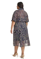 Women's Short Sleeve Collared Printed Shirtdress