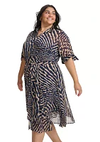 Women's Short Sleeve Collared Printed Shirtdress