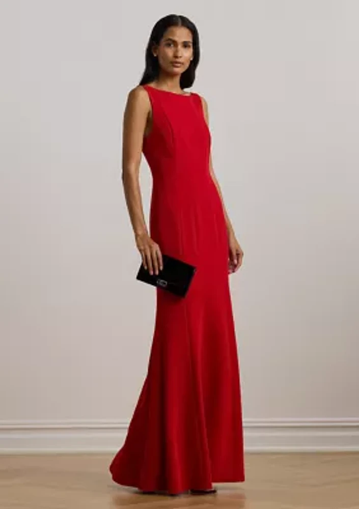 Women's Double-Faced Crepe Boat Neck Gown