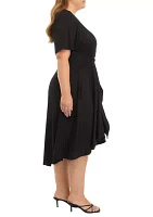 Plus Short Puff Sleeve Dress