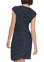 Women's Cap Sleeve Twist Waist Sheath Dress