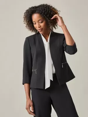 Women's Petite Stretch Crepe Open Cardigan Jacket