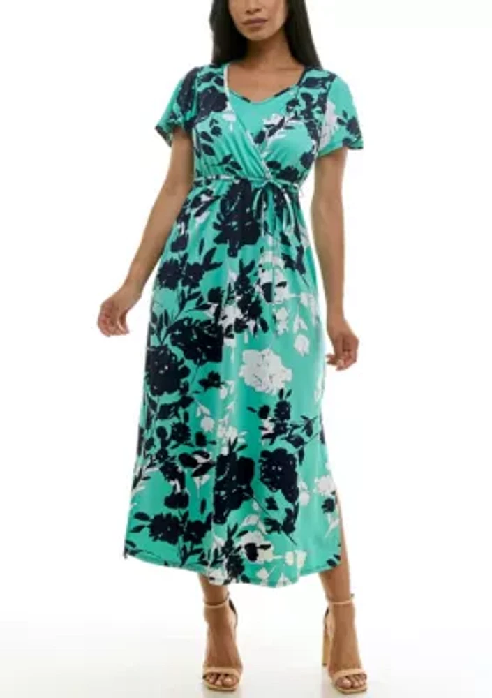 Short sleeve flutter maxi dress