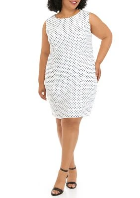 Plus Sleeveless Polka Dot Sheath Dress