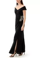 Women's Solid Side Ruched Gown