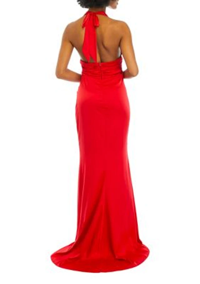 B. Darlin Women's V-Neck Halter Satin Slim Gown at Hamilton Place in  Chattanooga, TN